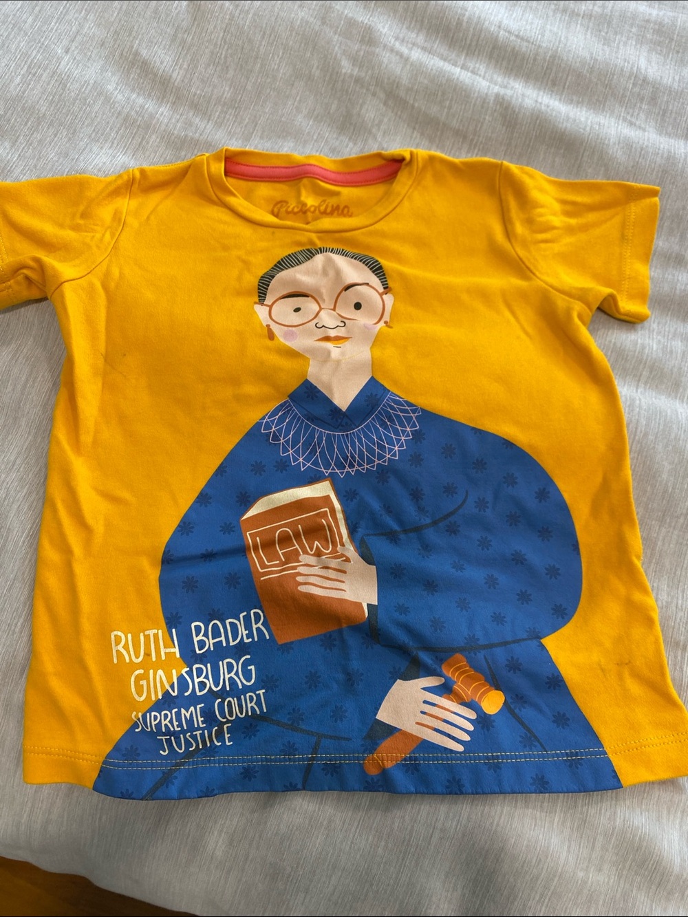 Ruth Bader Ginsburg Graphic Kids Short Sleeve Tee - Yellow & Blue